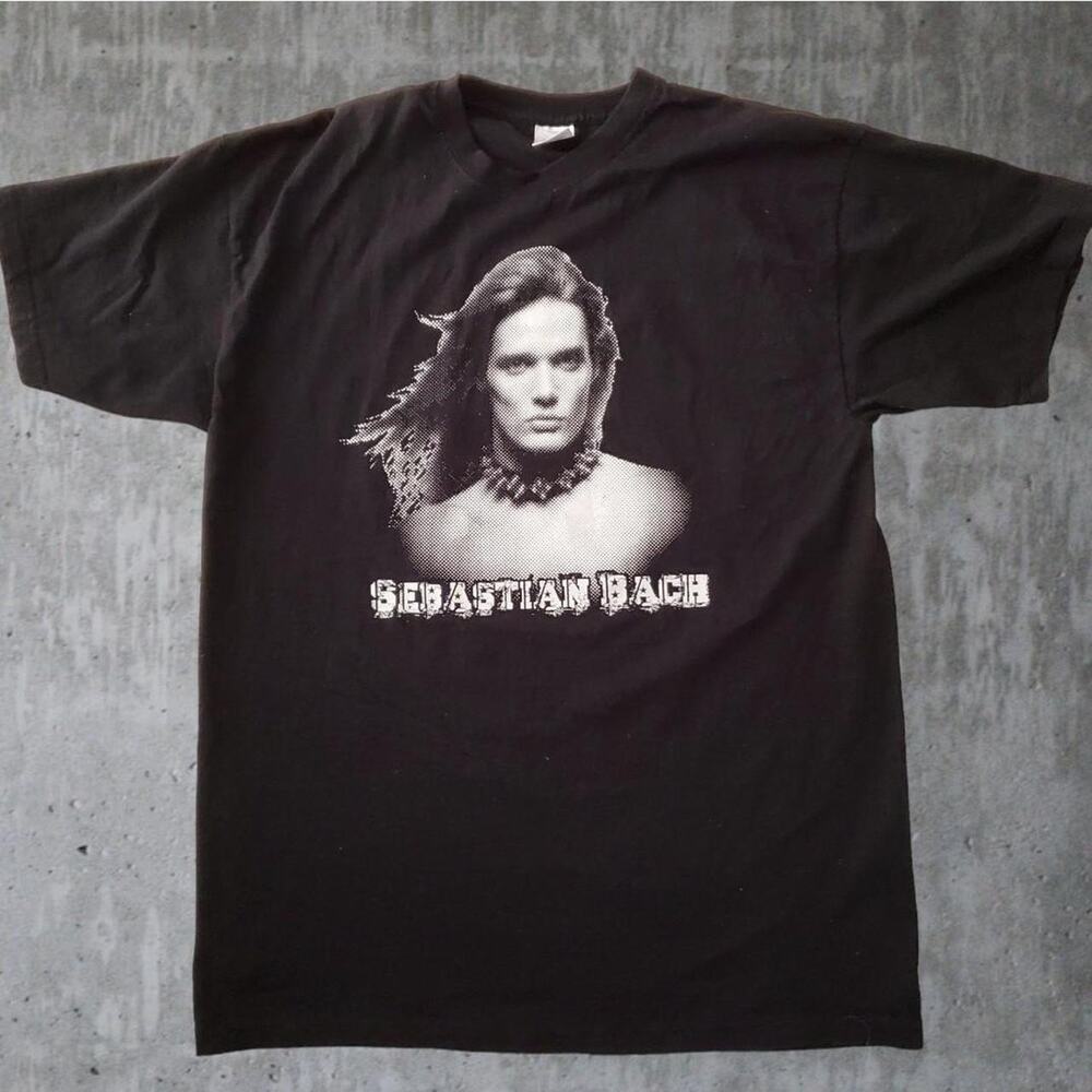 RARE Band Tee Sebastian Bach Skid Row Y2K Black Concert Shirt Large